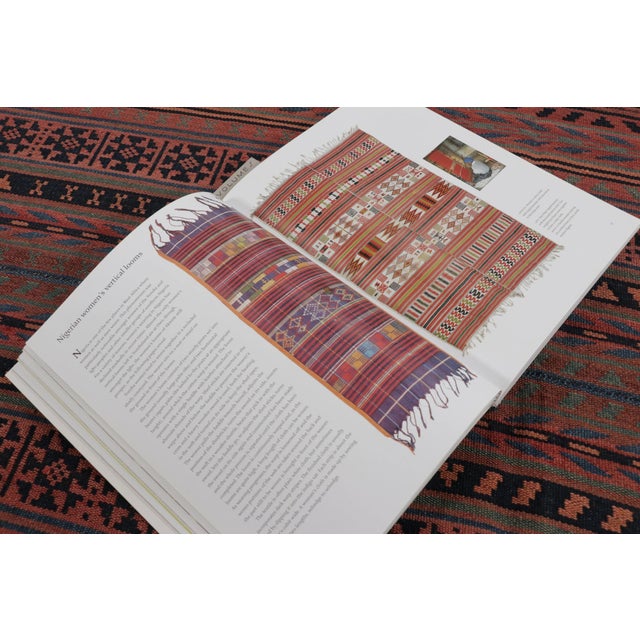 Traditional Vintage Persian Tribal Square Kilim, Red & Teal Geometric Stripes - Rug & Kilim For Sale - Image 3 of 10