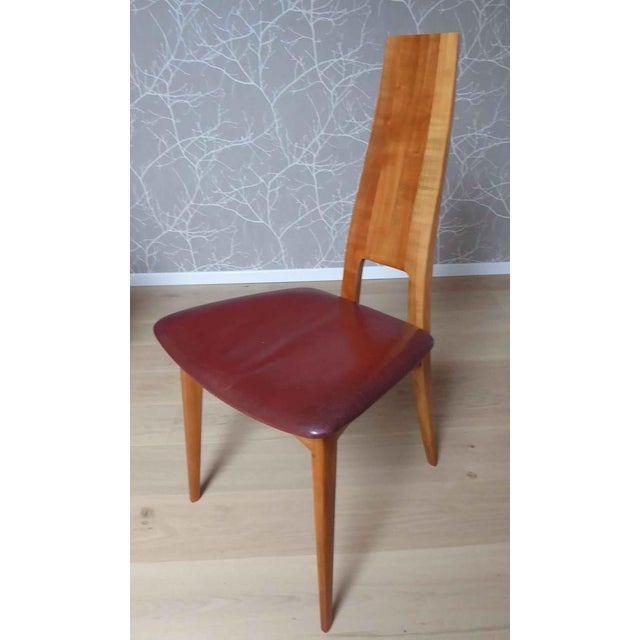 Brown Vintage Leather and Wooden Chairs, 1960s, Set of 6 For Sale - Image 8 of 9