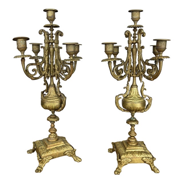 Vintage French Style Candleholders, Set of 2 For Sale