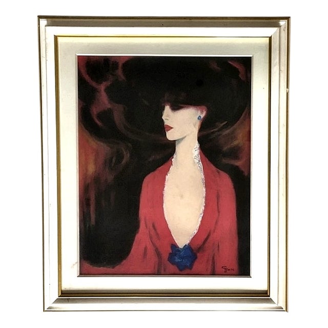 C. Janse, Art Deco Portrait of a Woman, 1920s-1940s, Gouache For Sale