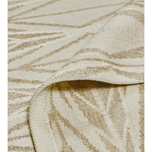 Vintage Swedish Geometric Hooked Rug, Handwoven Wool Size: 5'10" × 14'0" (177 × 426 cm) Circa: 1955 Color: Peach, Beige,...