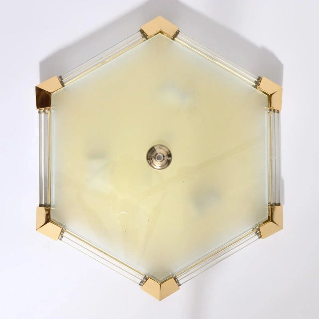 Gold Hexagonal Glass Rod Flush Mount from Honsel, 1980s For Sale - Image 8 of 8