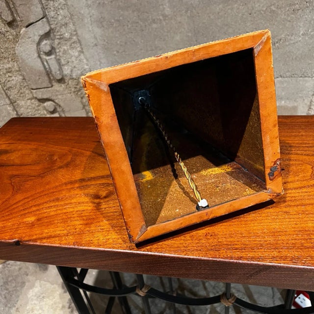 1970s Artistic Table Lamp Abstract Modern Leather Wrapped Metal For Sale - Image 9 of 11