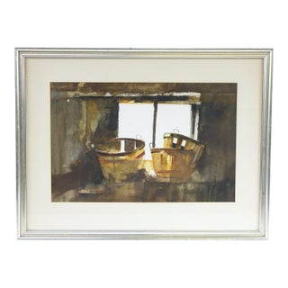 Mid 20th Century Still Life – Baskets, Original Watercolor on Paper For Sale