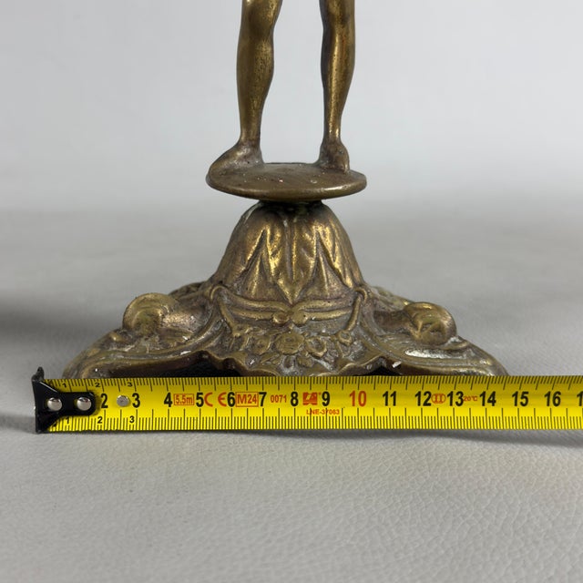 Mid-Century Bronze 4-Flame Candelabras with Noble Figures, Set of 2 For Sale - Image 9 of 11