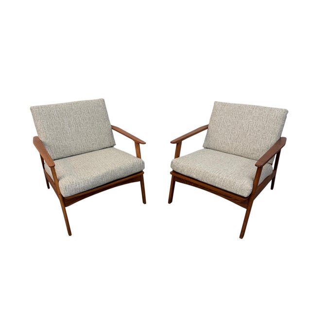 Mid-Century Modern Walnut Arm Chairs - Refinished & Reupholstered! For Sale - Image 4 of 10