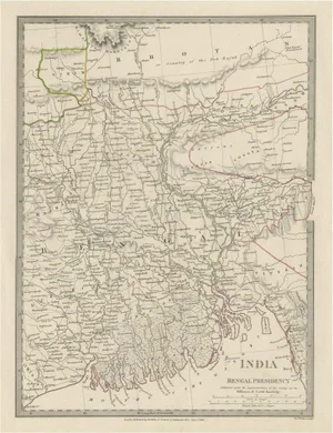 Engraved Map of Part of the Bengal Presidency India and Bangladesh, 1831