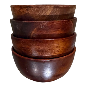 Vintage Set of Four Turned Mini Wood Bowls