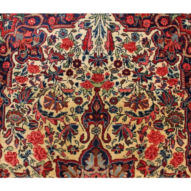 Antique Persian Medallion Bidjar Colorful Rug in Ivory, Navy Blue and Red 3'4 X 5'0 For Sale - Image 9 of 13