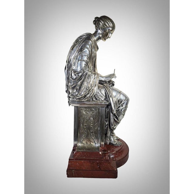 Metal Bronze Sculpture Depicting Greek Lady Seated, 1875 For Sale - Image 7 of 14