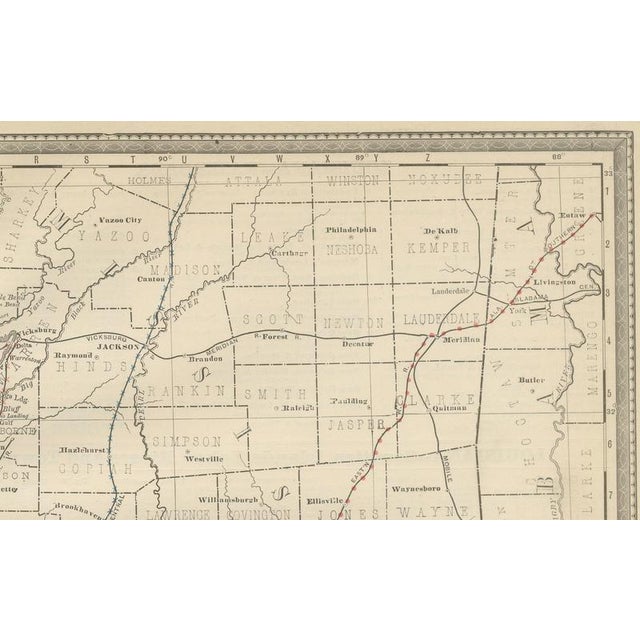 Antique Louisiana Map The Pelican State, Railroads & Counties, 1888 For Sale - Image 6 of 10