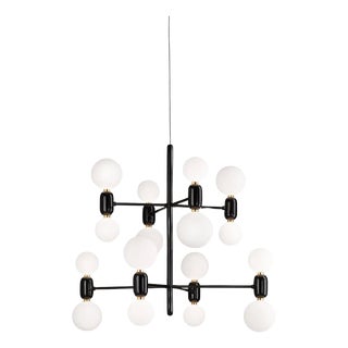 Aballs Chandelier 8 Black Suspension Lamp by Jaime Hayon for Parachilna For Sale
