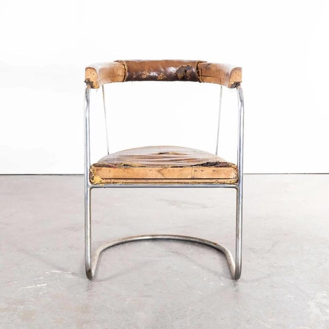 Brown Pel Tubular Chrome Sprung Side Chair in Leather, 1930s For Sale - Image 8 of 11