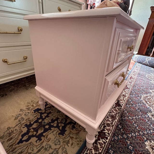 Faux Bamboo Nighstands / Bedside Tables - A Pink Pair For Sale - Image 9 of 13