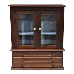 Mid 19th Century American Colonial Walnut Salesman Sample Apothecary Cupboard Display Cabinet