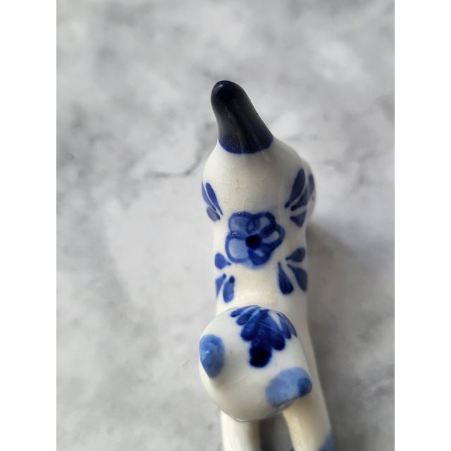 Mid-Century Modern Set of 2, 1980s Ceramic Blue and White Cat For Sale - Image 3 of 13
