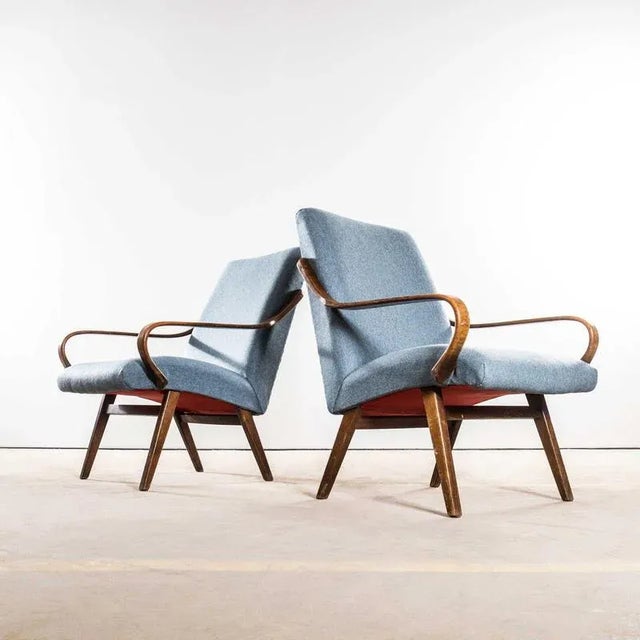 Grey Upholstered Marl Armchair by Jaroslav Šmídek, 1950s For Sale - Image 9 of 9