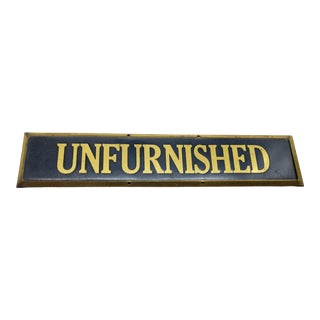 Vintage Brass "Unfurnished" Door Sign For Sale