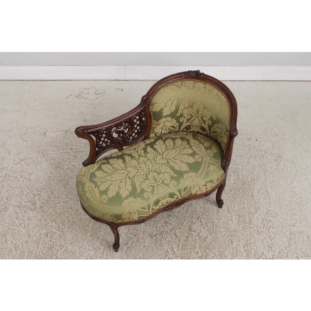 Vintage French Louis XV Style Small Chaise Lounge For Sale - Image 4 of 17