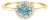 10K Yellow Gold Blue Aquamarine and 1/10 Cttw Diamond Halo Ring, Size 6.5 For Sale