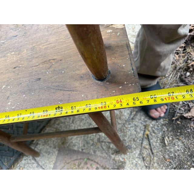 19th Century Antique Early American Primitive Style Solid Pine Deacon Bench For Sale - Image 9 of 11