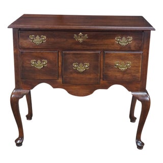 Vintage Queen Anne Chippendale Style Cherry Lowboy Chest Console Hall Table For Sale