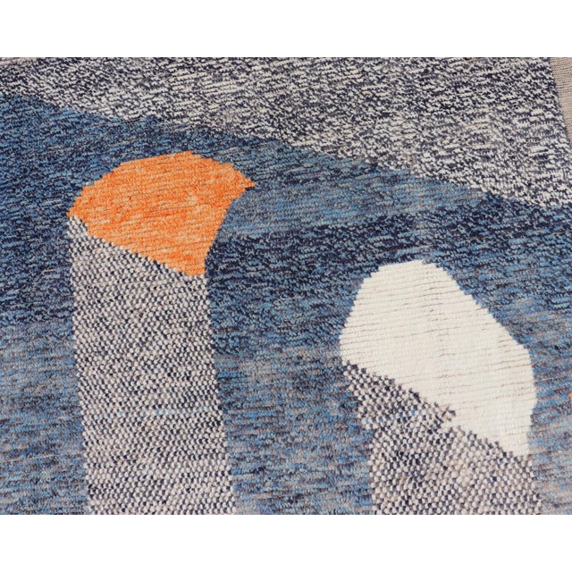 Abstract Modern Piled Rug by Keivan Woven Arts in Blue's With Abstract Modern Design For Sale - Image 3 of 12