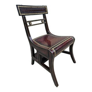 Vintage Regency Style Leather Clad Metamorphic Library Chair/Steps For Sale