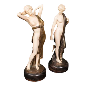 1930's Pair of Vintage Art Deco Figures
