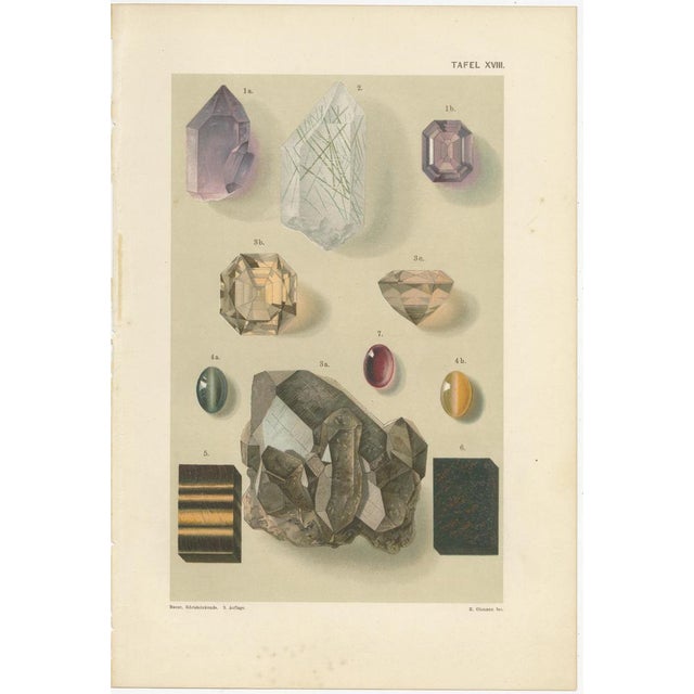 Paper Antique Gemstone Prints with Diamond, Garnet & Tourmaline, Germany, 1900, Set of 4 For Sale - Image 7 of 9