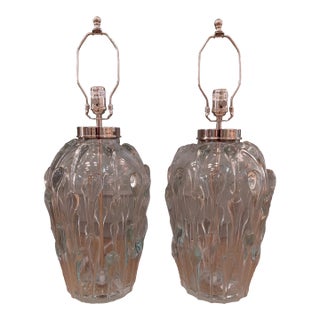 Pair of Vaughan "Pavia" Hand-Blown Crystal Glass Table Lamps, Model tg0080.ni For Sale