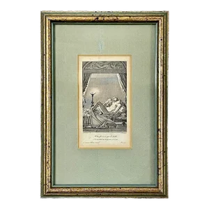 Antique Framed French Boudoir Scene Engraving