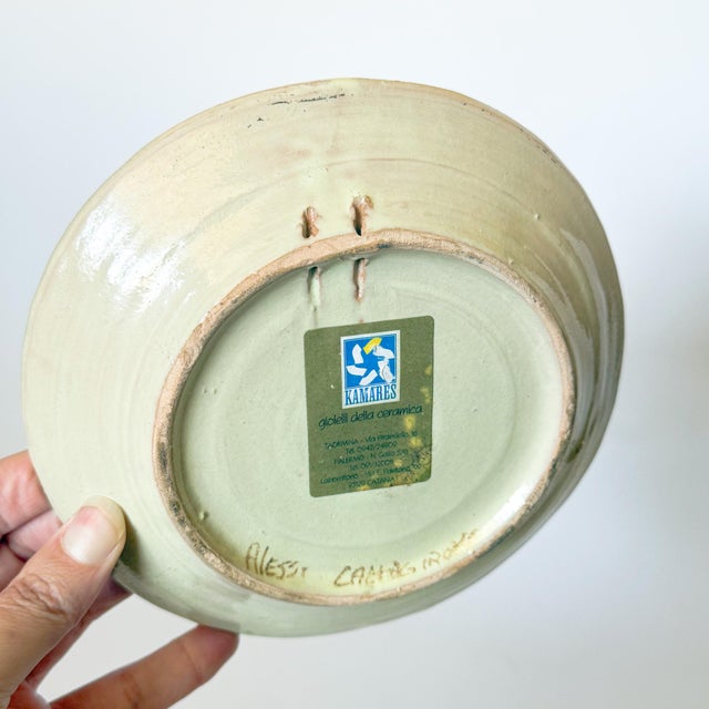 Late 20th Century Vintage Italian Giacomo Alessi Majolica Horse Plate, Caltagirone, Sicily Folk Art For Sale - Image 5 of 6