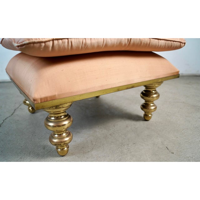 1980’s Hollywood Regency Brass Ottoman / Stool For Sale - Image 10 of 12
