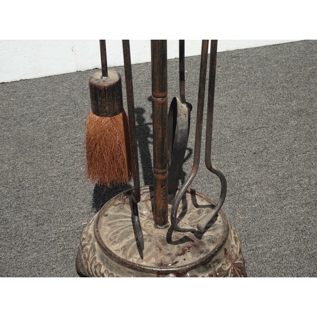Share Set of Four Vintage French Country Black Cast Iron Fireplace Tools For Sale - Image 12 of 17