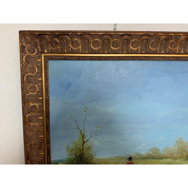 Huge Equestrian Fox Hunt Oil Painting, English Hunting Scene Art, Framed, Signed For Sale - Image 12 of 15