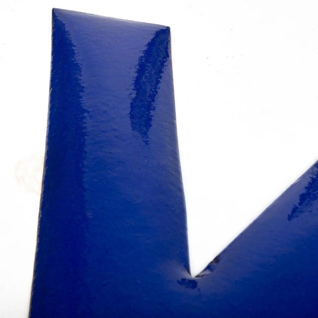 Blue Vintage Enameled Letter Y, 1960s For Sale - Image 8 of 11