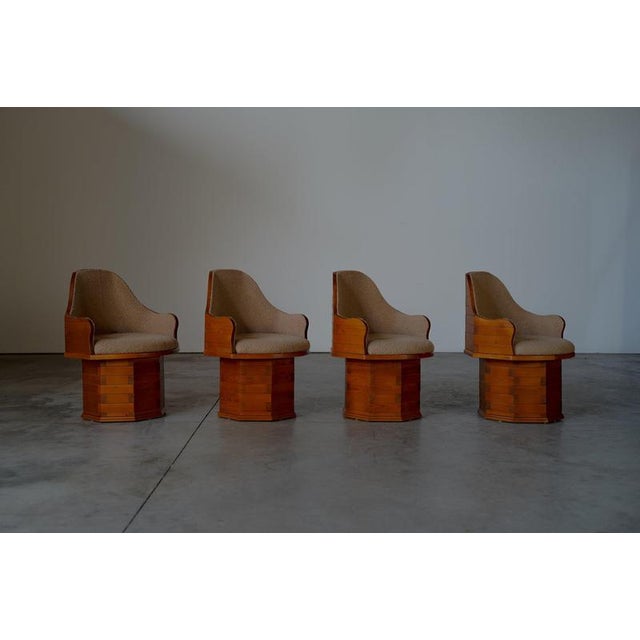 Pine Dining Chairs in Boucle Upholstery, Germany, 1970s, Set of 7 For Sale - Image 6 of 18