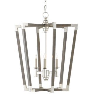 Currey & Company Bastian Medium Gray Lantern For Sale