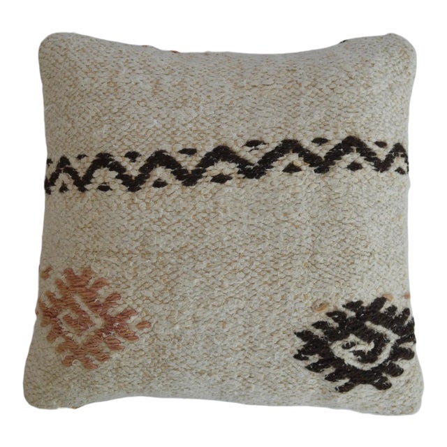 Primitive Pattern Turkish Kilim Rug Pillow Cover For Sale