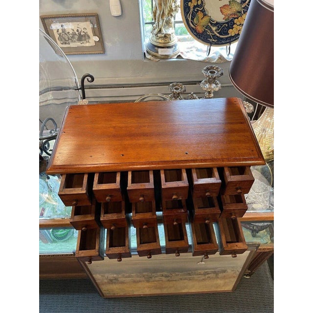 Late 19th Century Antique 18 Drawer Hardwood Table Top Apothecary Cabinet For Sale - Image 9 of 13