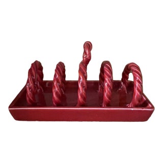 Deep Red Matilda Goad English Ceramic Toast Rack For Sale