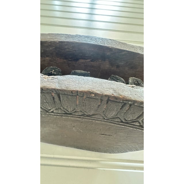 Antique Asian Hand Carved Wooden Cow Bell For Sale - Image 4 of 8