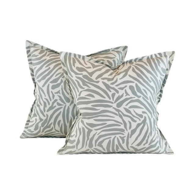Designer Vicki Payne Free Spirit Gray Ivory Zebra African Safari Animal Print Pillow Covers- Pair For Sale In Jacksonville, FL - Image 6 of 6