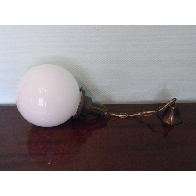 Art Deco Minimalist Opaline Glass Globe Pendant Light, 1950s For Sale - Image 9 of 17