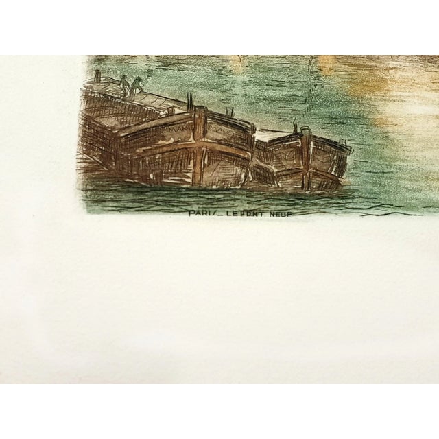 Early 21st Century Le Pont Neuf Etching by Dufza, Paris, 1940 For Sale - Image 5 of 8