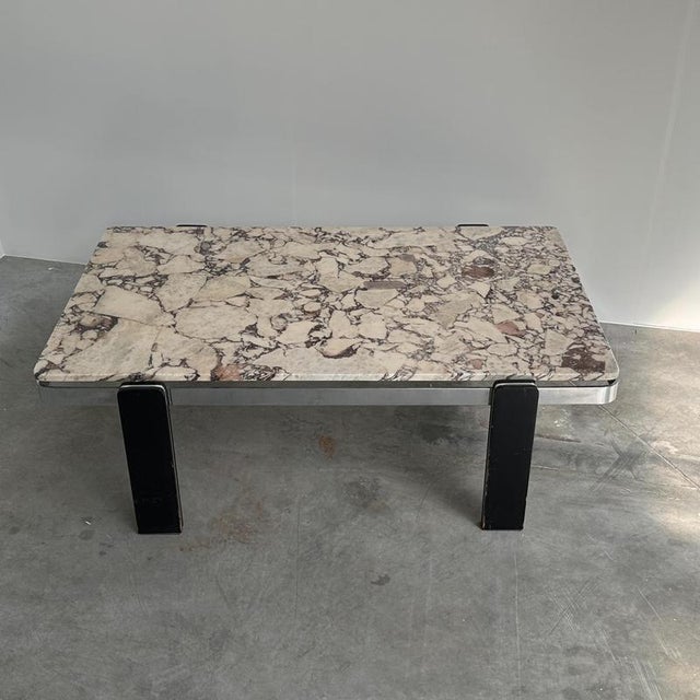 Violetta Calacatta Marble Coffee Table on Chrome Base, 1970s For Sale - Image 14 of 16