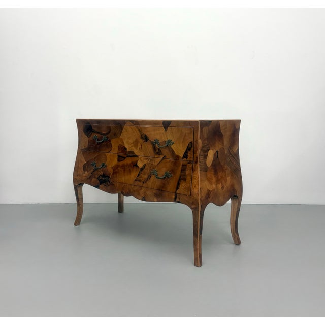 Vintage Burl Wood Bombe Chest of Drawers For Sale In West Palm - Image 6 of 7