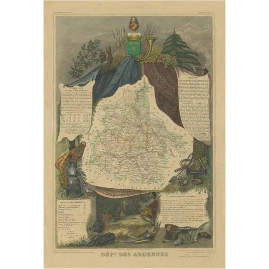 Antique Map of the Department of Ardennes For Sale - Image 6 of 6