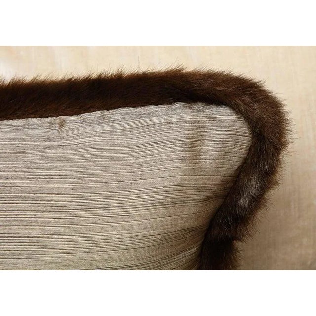 Textile 2018 Associated to the Highlands Clans From Scotland Anglo-Japanese Style Beige Fur/Silk Square Pillows by Arlene Angard - Set of 2 For Sale - Image 7 of 9